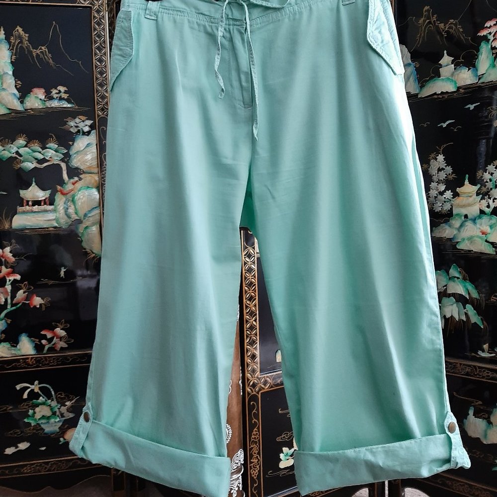 Khakis Adjustable Mint Green Crops